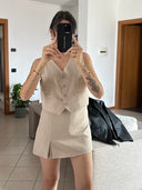 GILET stile gessato LIGHT BEIGE