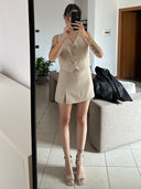 SKORT stile gessato LIGHT BEIGE