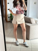 SKORT stile gessato LIGHT BEIGE