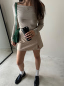 SKORT stile gessato LIGHT BEIGE