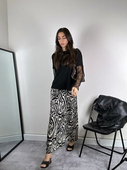 Gonna ZEBRA STRIPED satin lunga