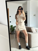 SKORT stile gessato LIGHT BEIGE