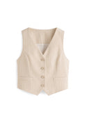 GILET stile gessato LIGHT BEIGE