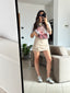 SKORT stile gessato LIGHT BEIGE