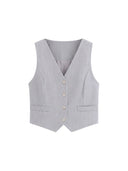 GILET stile gessato GRAY