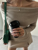 SKORT stile gessato LIGHT BEIGE