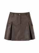 Gonna ECOPELLE VINTAGE con tasche laterali MARRONE SCURO
