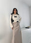 Gonna ICONIC satin lunga LIGHT BEIGE