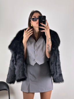 GILET stile gessato GRAY