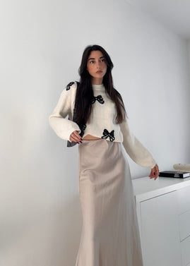 Gonna ICONIC satin lunga LIGHT BEIGE