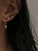 Black Baguette Silver 925 Hoops