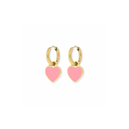 Heart Pink Colored Hoops